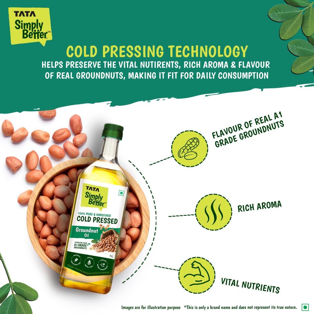 Tata Simply Better Pure & Unrefined Cold Pressed Groundnut,1L, - Image 2