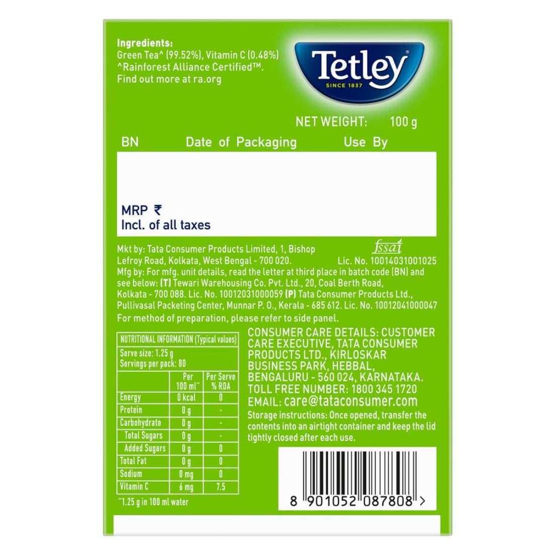Tetley Loose Green Tea Leaves 100g - Image 3