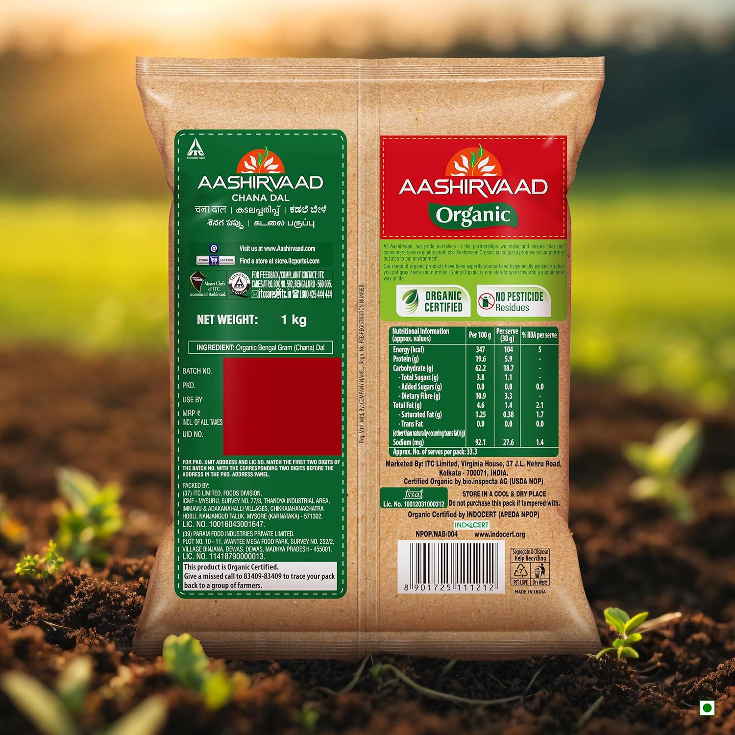 Aashirvaad Organic Chana Dal, 1 Kg, 100% Organic Chana Dal, Rich in Protein - Image 2
