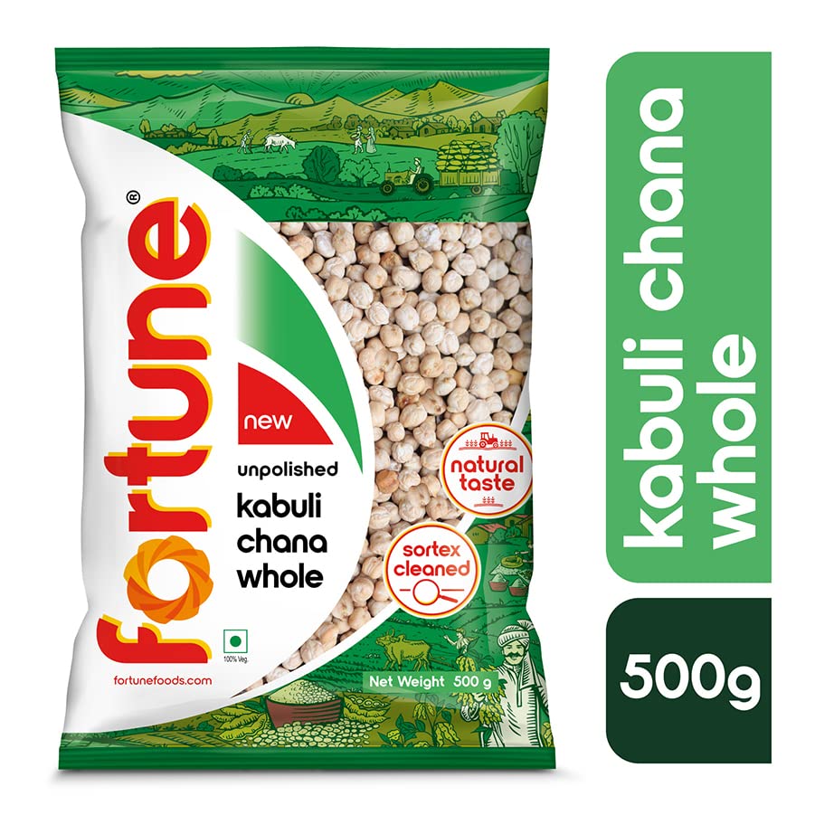 Fortune Kabuli Chana, 500 gm, Unpolished and Sortex cleaned - Image 3