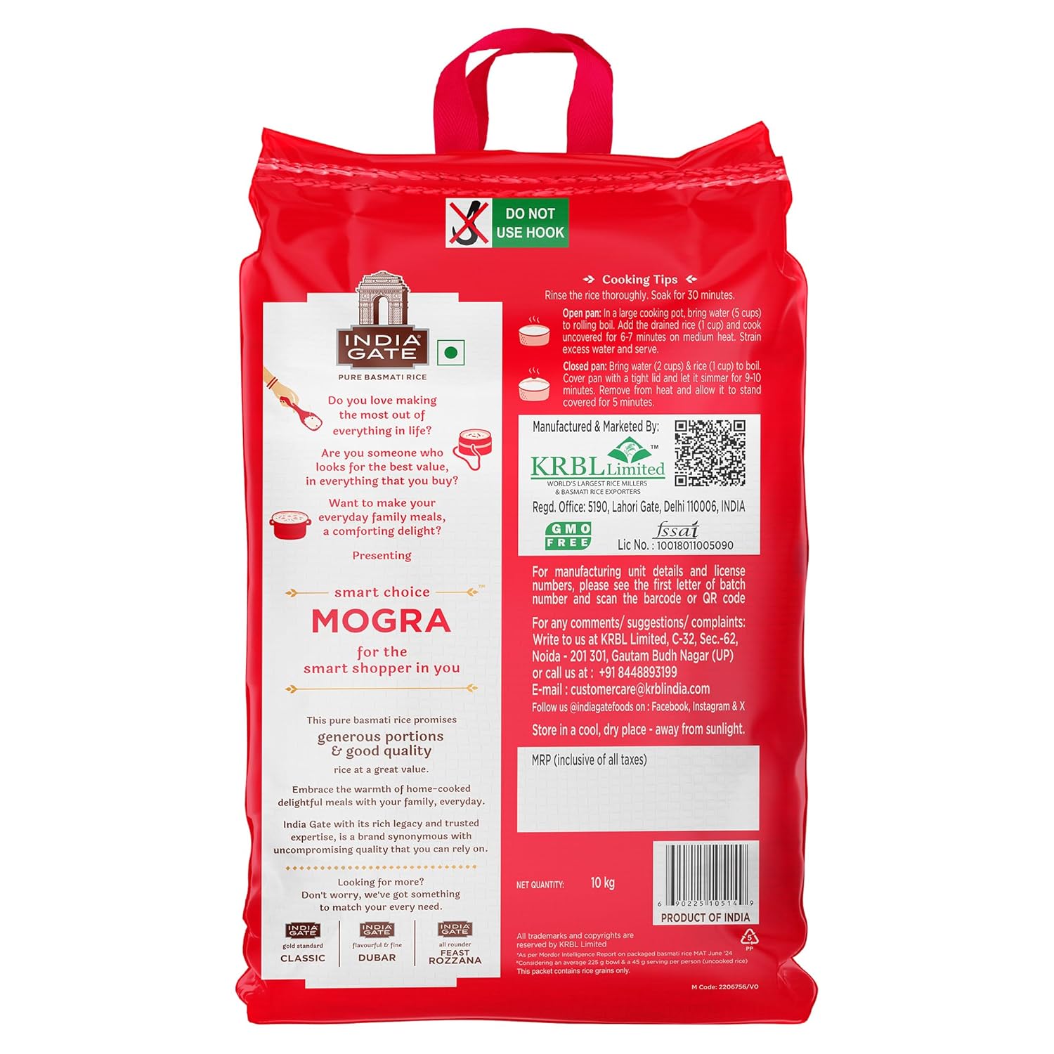 India Gate Basmati Rice Bag, Mogra, 10kg - Image 3