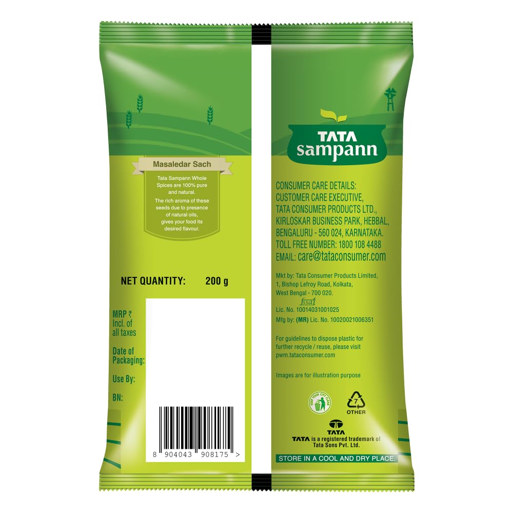 Tata Sampann Cumin Seed (Jeera), Whole Spices, Natural Oils*, Rich Aroma, 200g - Image 2