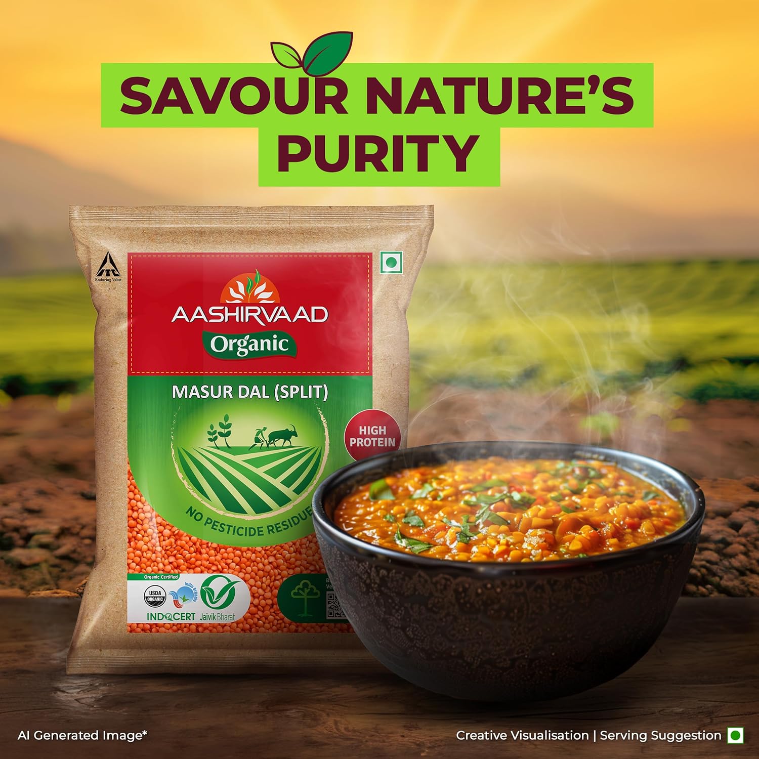 AASHIRVAAD Red Masoor Dal (Split) (500 g) - Image 2